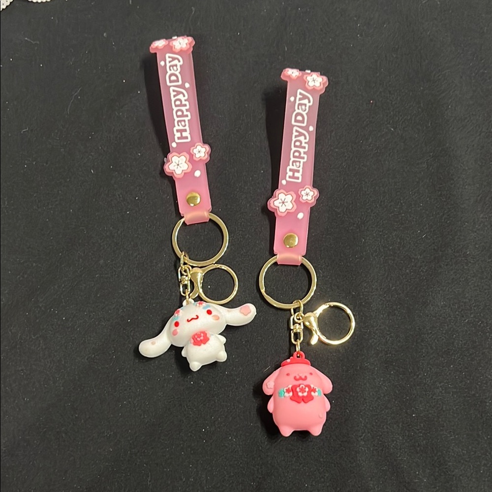 Cinnamoroll Sakura Keychain Sanrio and Anime Pompompurin keychain NWOT